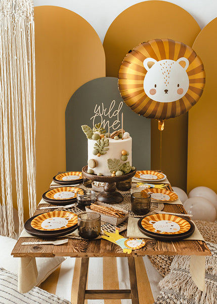 PartyDeco Folienballon Löwe – Gelb – 70 × 67 cm – 1 Stk