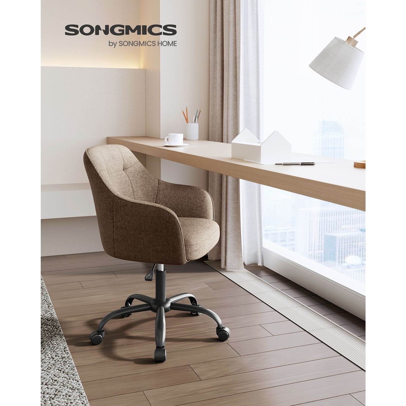 Songmics Bürostuhl – 61×58×86–96 cm, braun