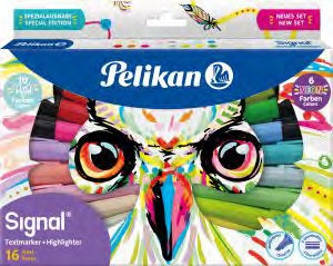Pelikan Textmarker – 16er Set, Farben sortiert, Keilspitze 2–5 mm