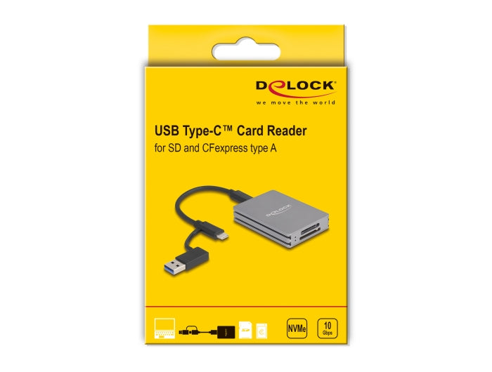 DeLOCK Kartenleser – CFexpress Typ A, SD/SDHC/SDXC (UHS-II) – USB-C 3.2 Gen 2 – 10 Gbit/s