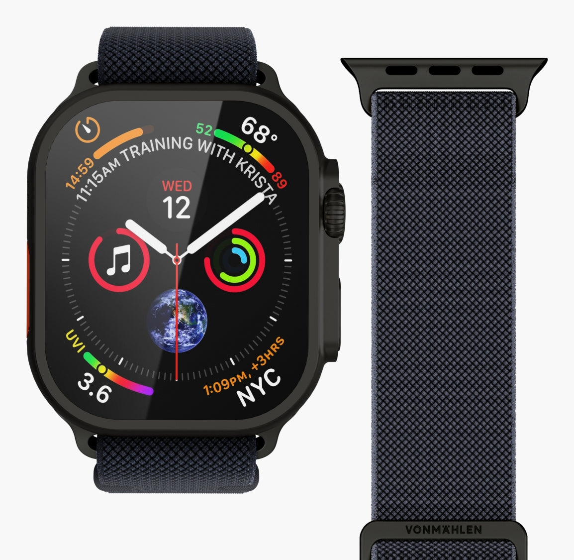 Vonmählen Classic Nylon Loop – Armband – für Apple Watch Ultra, Navy/Schwarz, One Size, Nylon