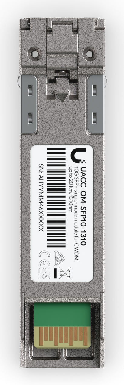 Ubiquiti SFP+ Transceiver – 11,3 Gbit/s, Singlemode, LC (UPC), 1310 nm, 20 km, CWDM – Blau/Grau