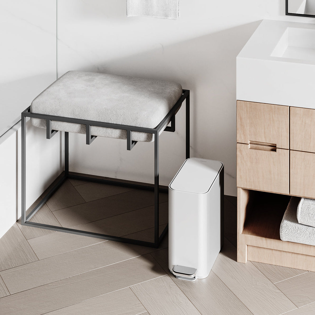 simplehuman Papierkorb – 5 l – Edelstahl – B × H × T 157 × 310 × 320 mm