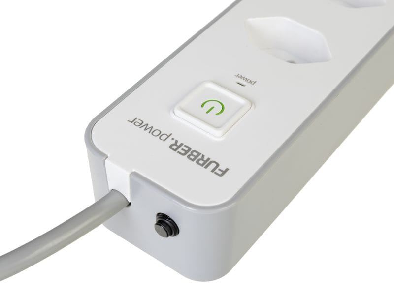 Furber. F.power Steckdosenleiste – 4× T13, USB‑A/C, 1,5 m, mit Schalter, Weiss