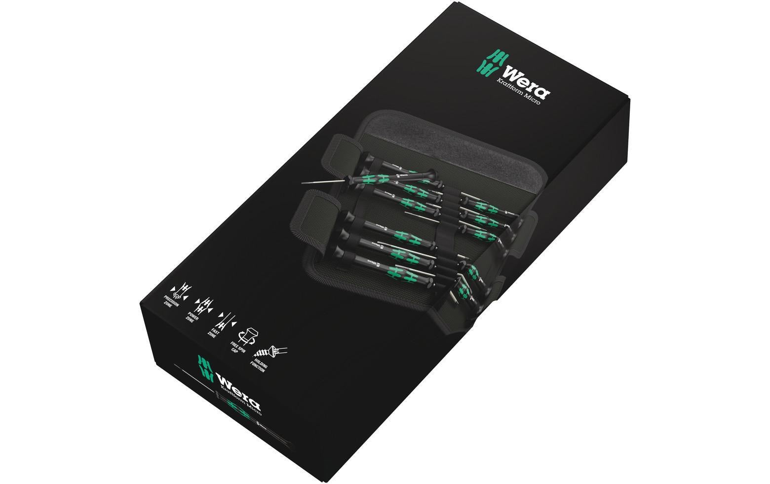 Wera Kraftform Micro-Set – Präzisions-Schraubenzieher-Set PH/SL/TX, 12-teilig, Box – 05073675001