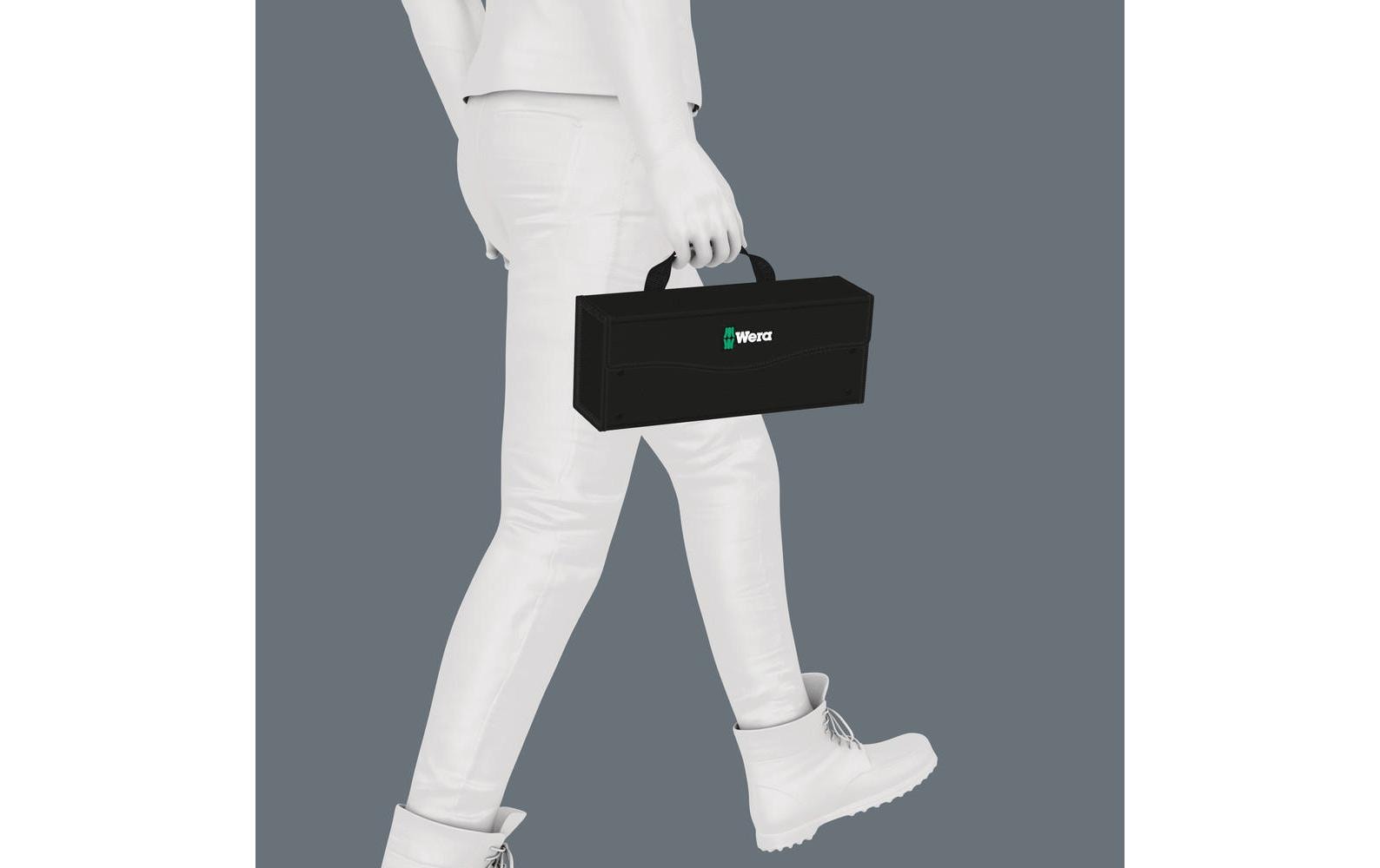 Wera 2go 3 Werkzeugbox – mit Deckel, mit Griff, schwarz, Kunststoff, B 325 × H 130 × T 80 mm