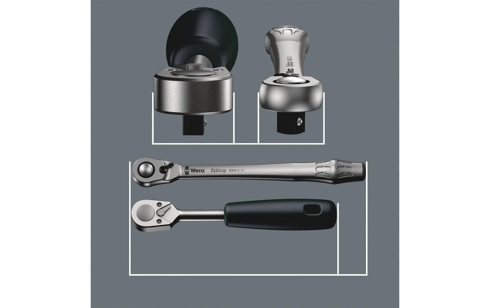 Wera Zyklop Metal – 1/4" Knarrensatz, 1-teilig, mit Ratsche, 8004 A