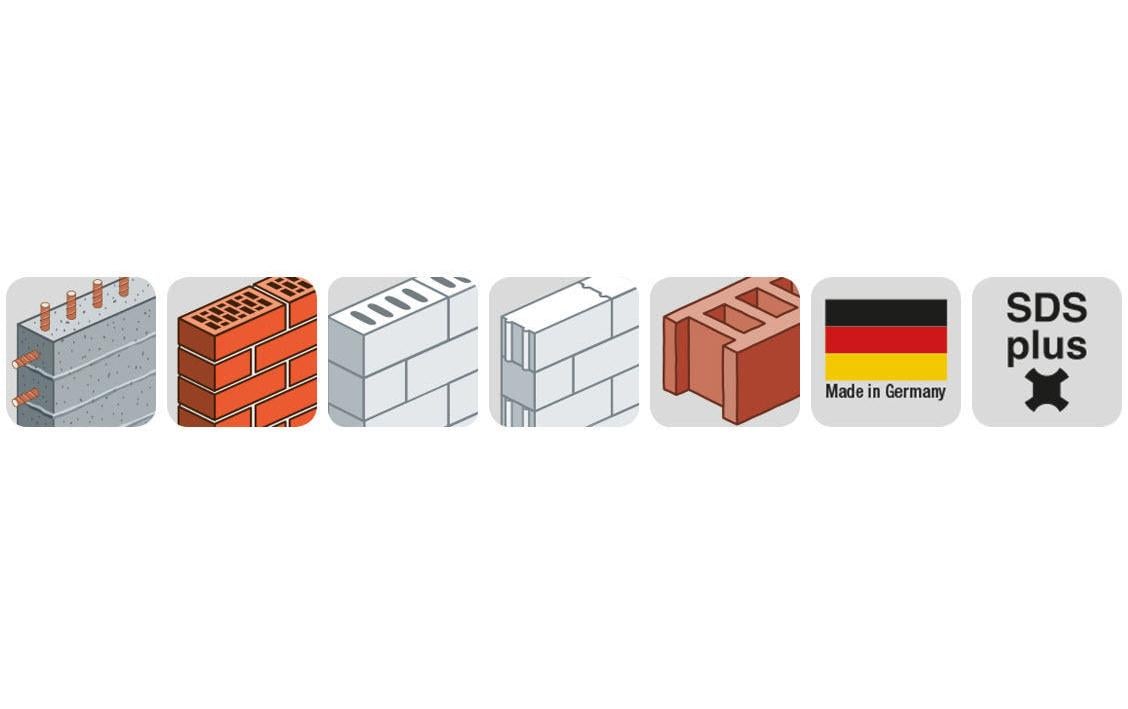kwb SDS Plus Hammerbohrer-Set 4-tlg., 5/6/8/10 mm – 110 mm – für Mauerwerk & Beton