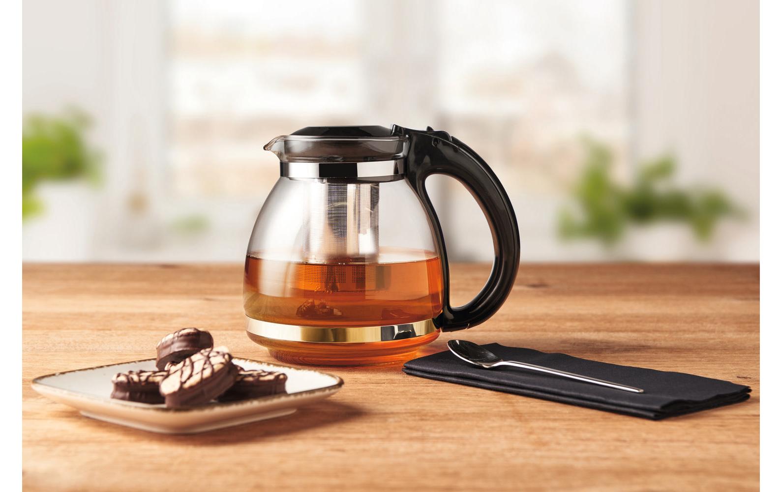 Montana Teekanne Teatime – 1,1 l, Ø 19 cm, H 17 cm, Glas, Transparent, mit Edelstahlfilter