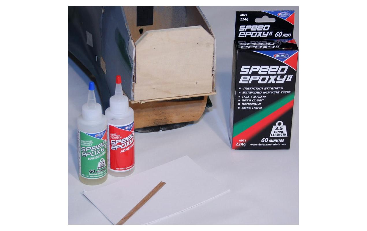 Deluxe Materials 2K-Epoxidharzkleber Speed Epoxy II 60 min – transparent – 2 Stk – 224 g – für Holz