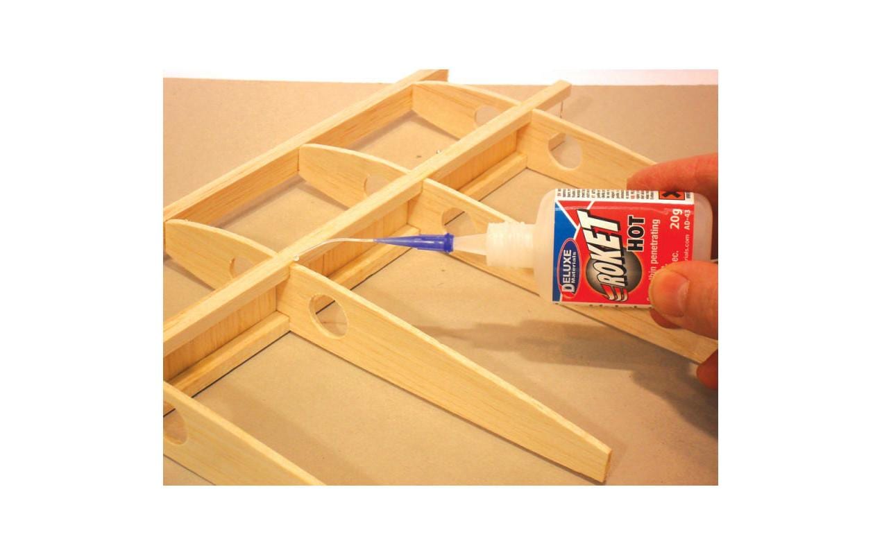 Deluxe Materials Spezialkleber Roket Max CA – transparent, 20 g, für Kunststoff
