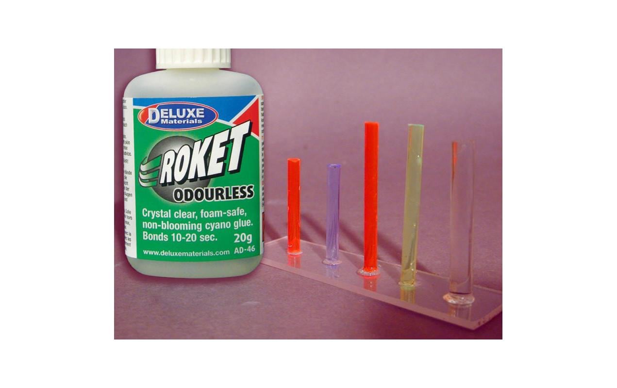 Deluxe Materials Sekundenkleber Roket Odourless Flasche – transparent – 20 g – für Kunststoff