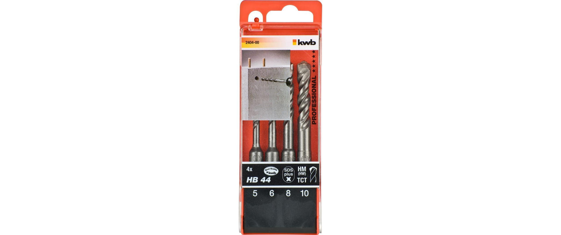 kwb SDS Plus Hammerbohrer-Set 4-tlg., 5/6/8/10 mm – 110 mm – für Mauerwerk & Beton