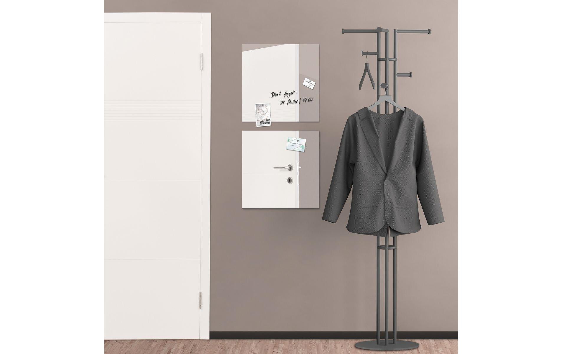 Sigel Whiteboard – 48 × 48 cm, Glas, magnetisch, Wandmontage, inkl. Magnete, Montagesatz