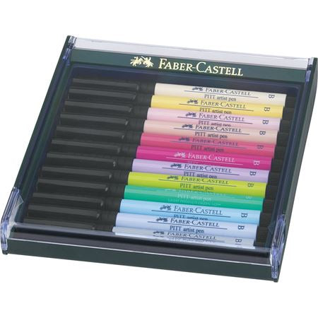 Faber-Castell PITT artist pen Brush Pen Pastell – Pinselspitze, pigmentiert, wasserfest, 12 Farben