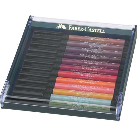 Faber-Castell Pitt Artist Pen Filzstifte, Herbstfarben – Rundspitze, wasserfest, 12 Farben