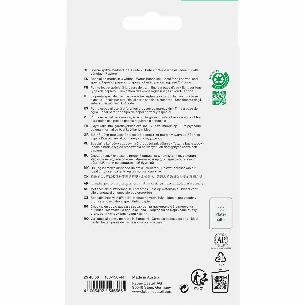 Faber-Castell Textliner 46 Pastell Textmarker – 6er Set, Farben sortiert, Keilspitze 1–5 mm, nachfüllbar