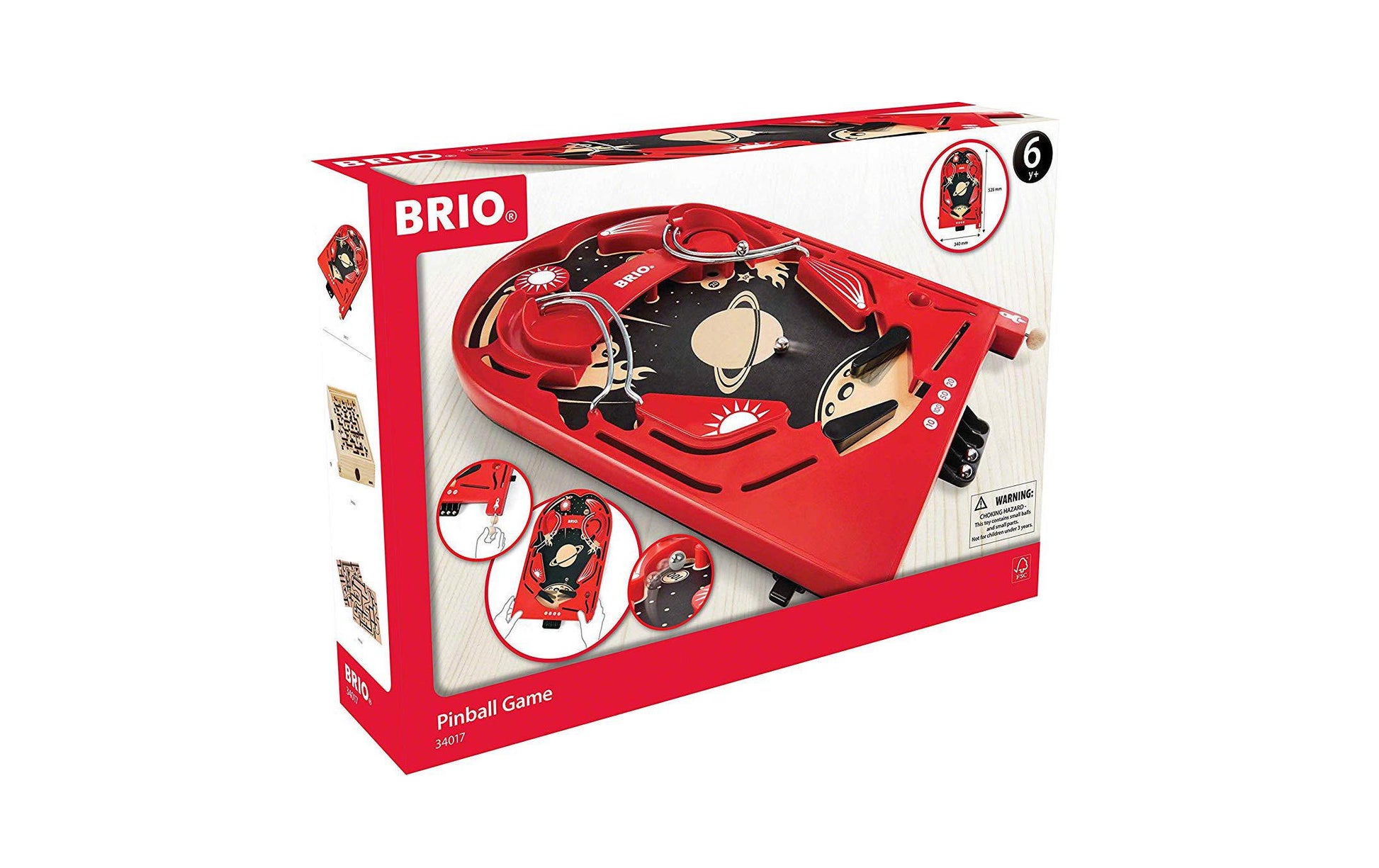 BRIO Holz-Flipper Space Safari – Geschicklichkeitsspiel, 1–4 Spieler, ab 3 Jahren, 20 Min., DE