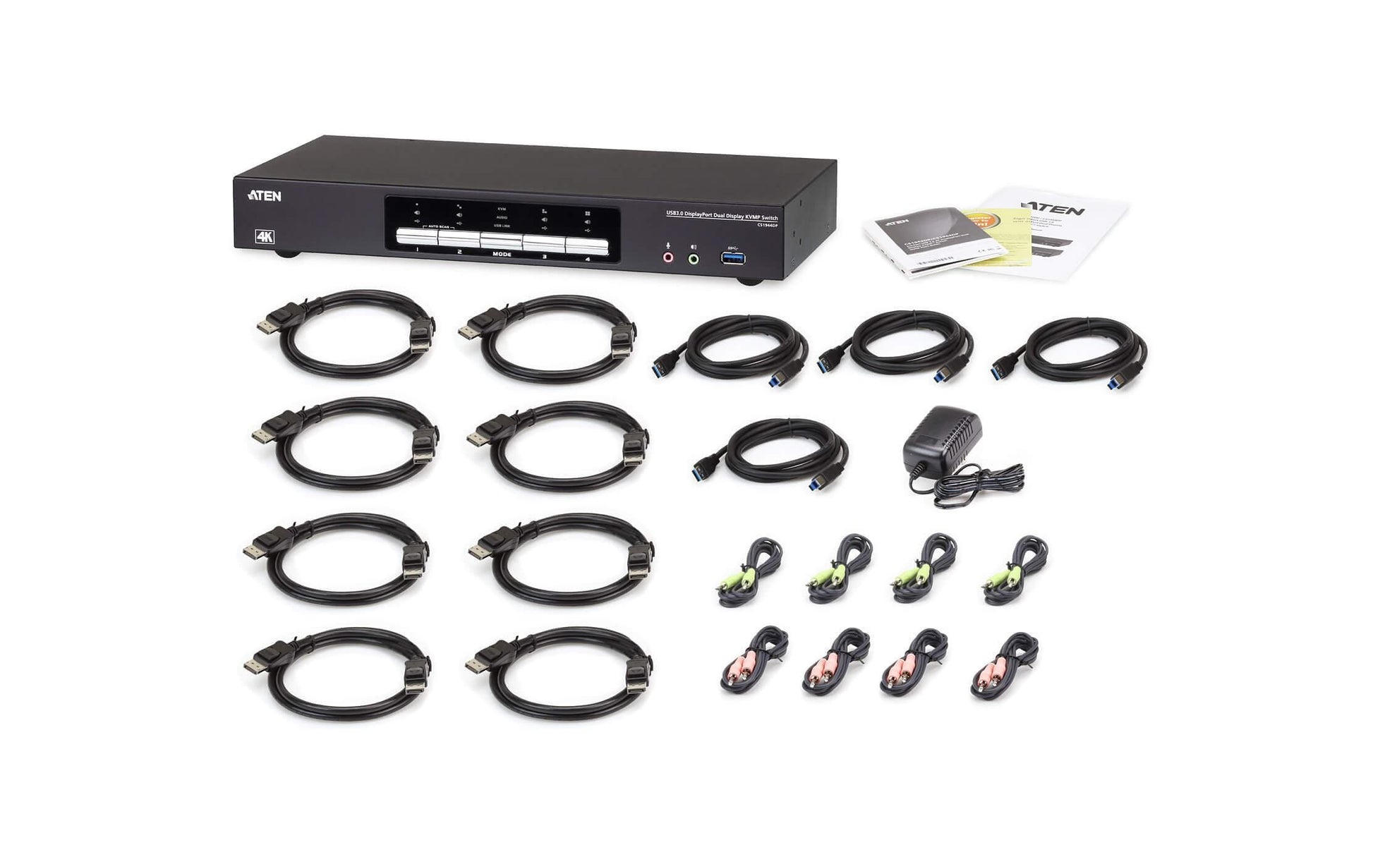 ATEN CS1944DP – KVM-Switch 4×1, DisplayPort/USB 3.2 Gen 1, 4K (4096 × 2160), Dual-View