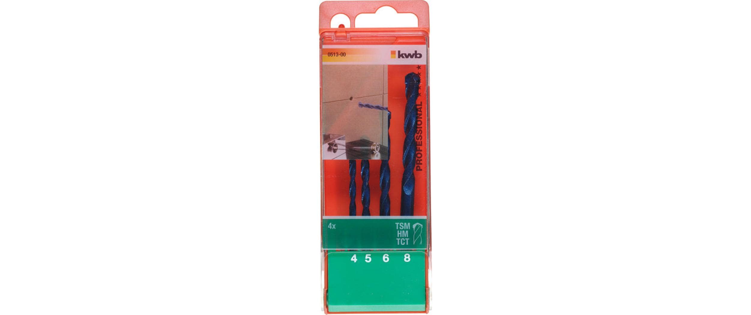 kwb Feinsteinzeugbohrer-Set, 4, 5, 6, 8 mm, blau, 4 Stk.