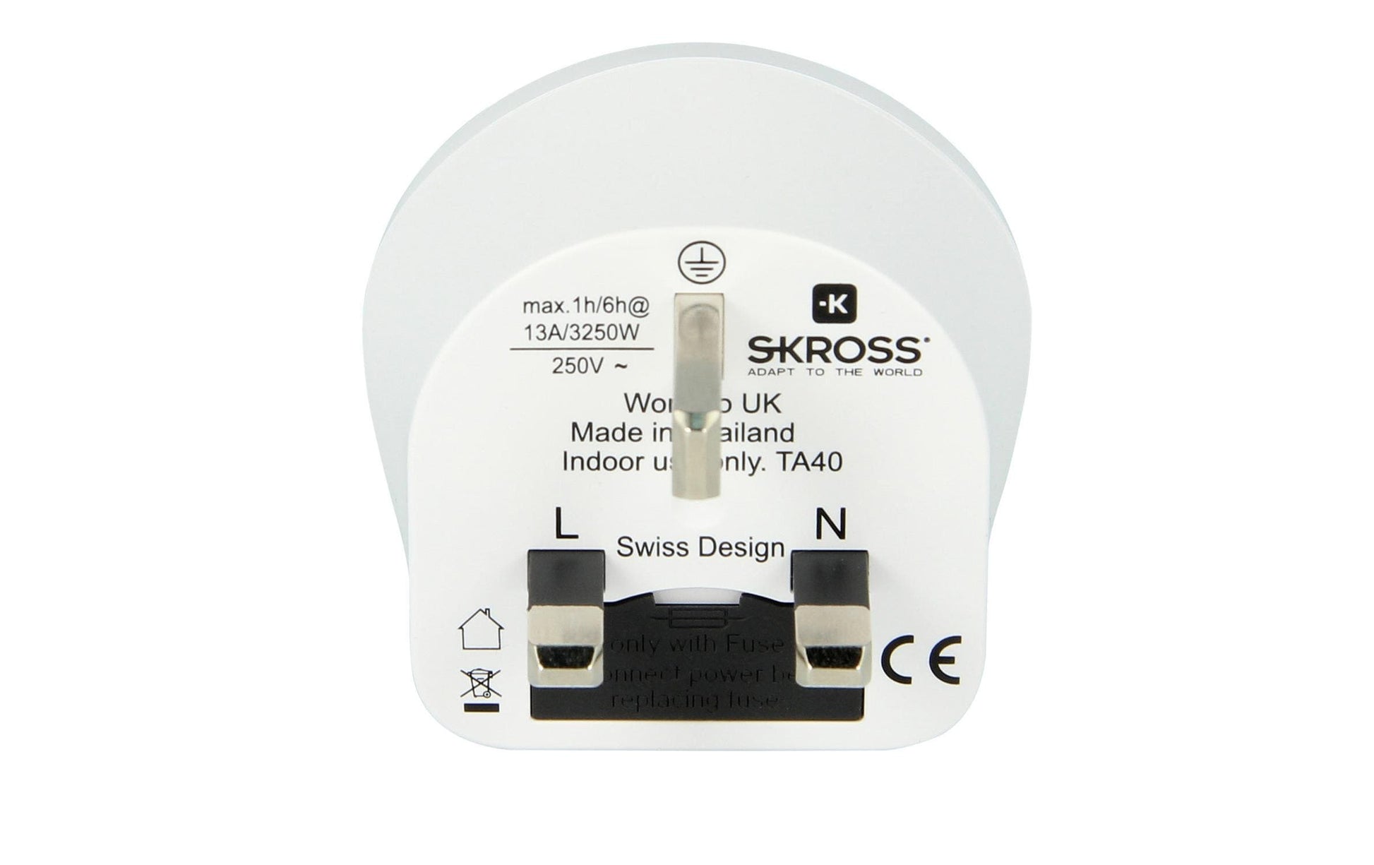 SKROSS – Reiseadapter – von Japan nach Vereinigtes Königreich, 3-polig (geerdet), mit Sicherung – 58 × 56 × 58 mm