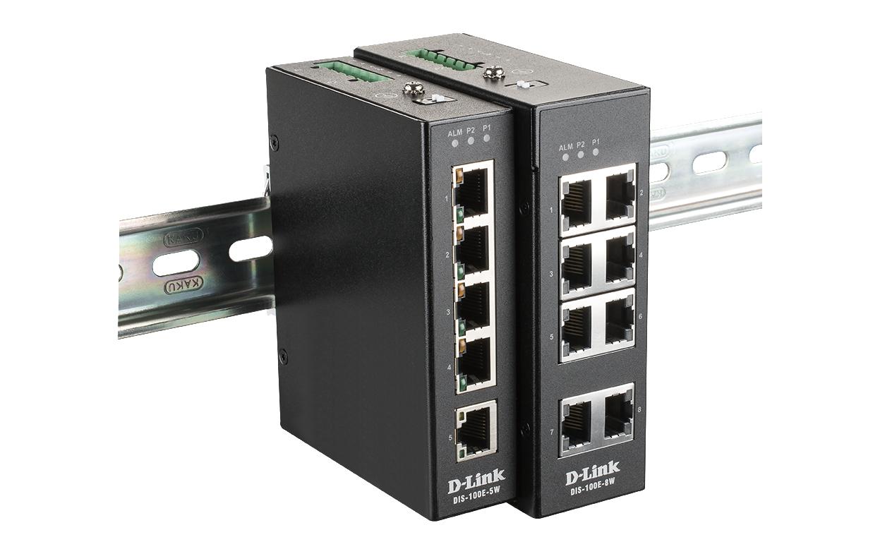D-Link DIS-100E-5W – Unmanaged Switch – 5×Fast Ethernet, L2, 19" Rack