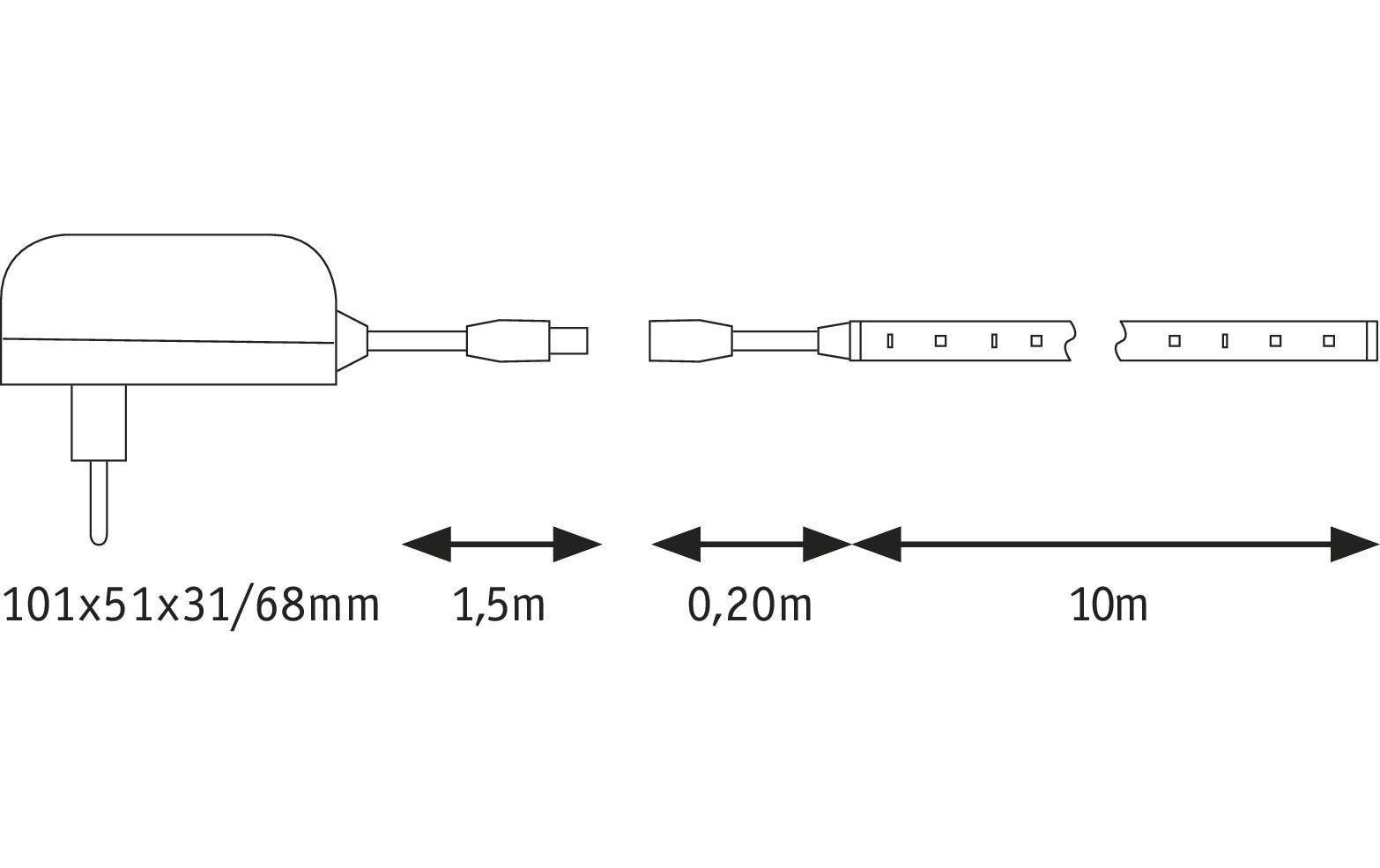 Paulmann LED-Strip – 2er Pack, 10 m, 3000 lm, 22 W, 3000 K, weiss, mit Netzteil