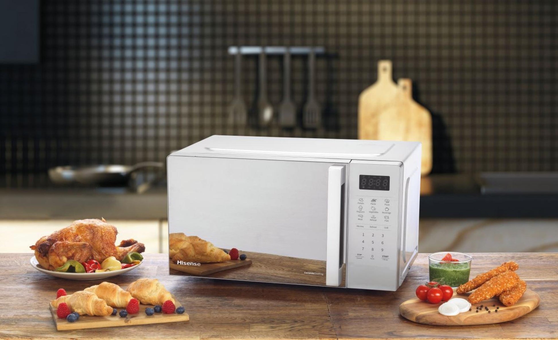 Hisense Kombi-Mikrowelle H20MOMS4HG – 20 l, Grill & Keramikboden, 700 W – Silber