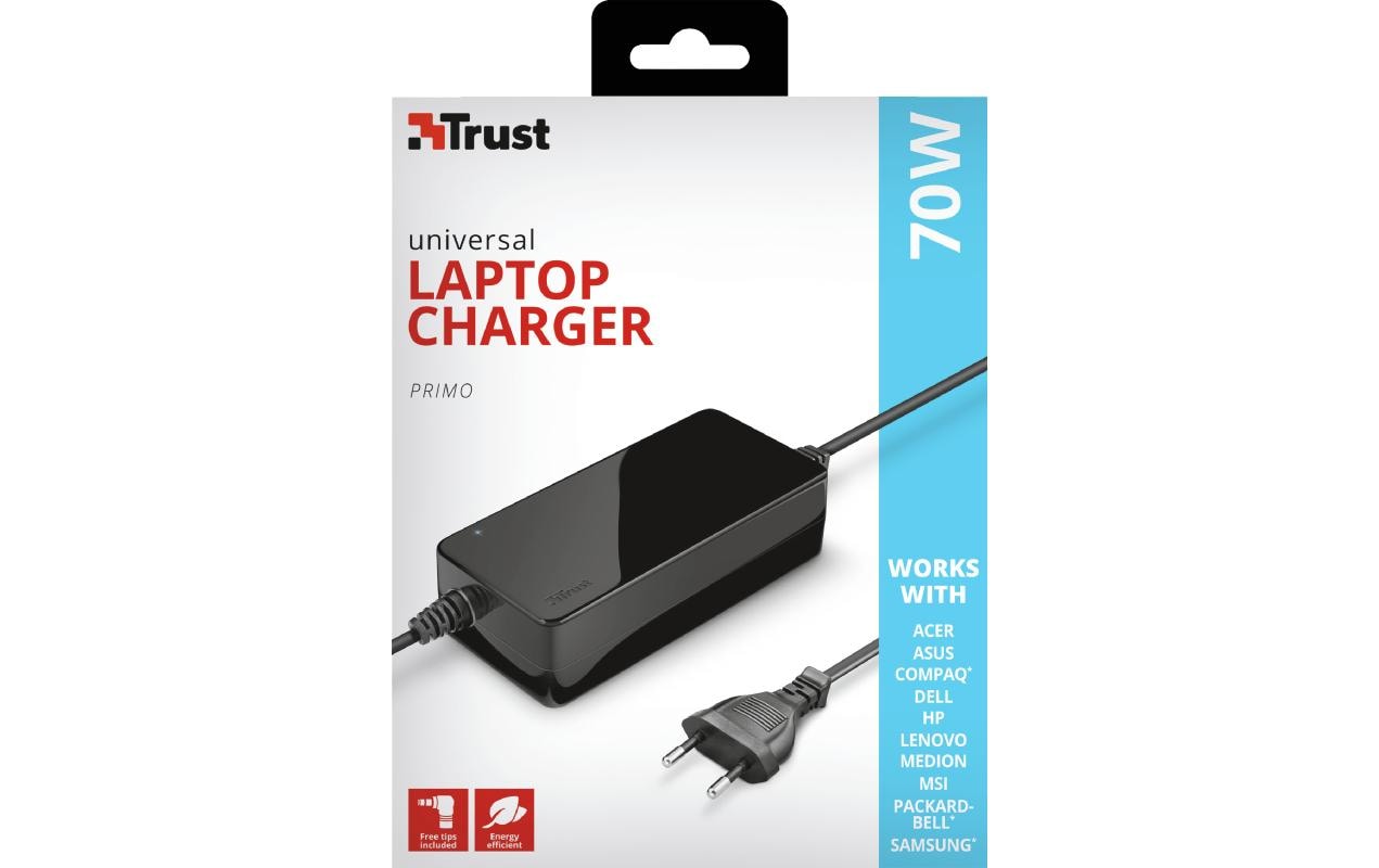 Trust Netzteil – 70 W, 19 V – für Acer, Asus, Compaq und andere – Schwarz