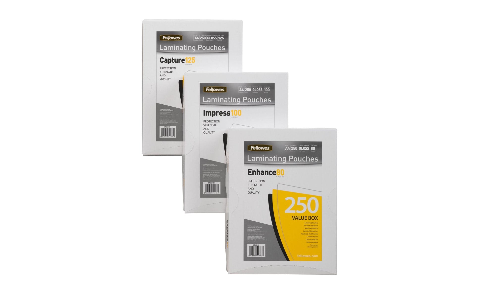 Fellowes Laminierfolien A4, glänzend – 80 µm, 216 × 303 mm, 250 Stk.