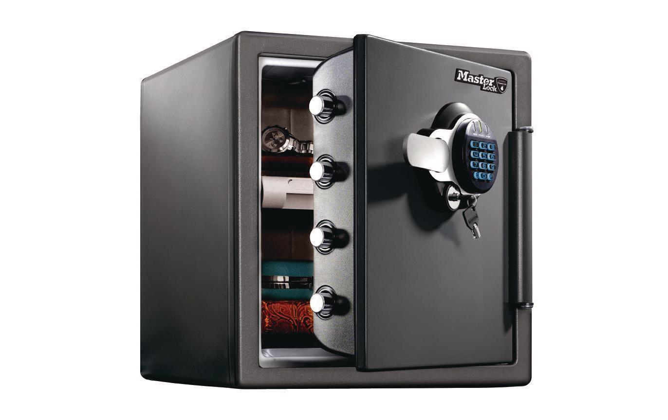 Master Lock Tresor LTW123GTC – Elektronik + Schlüssel – 33,6 l – Feuerschutz 120 min, Wasserschutz 1440 min