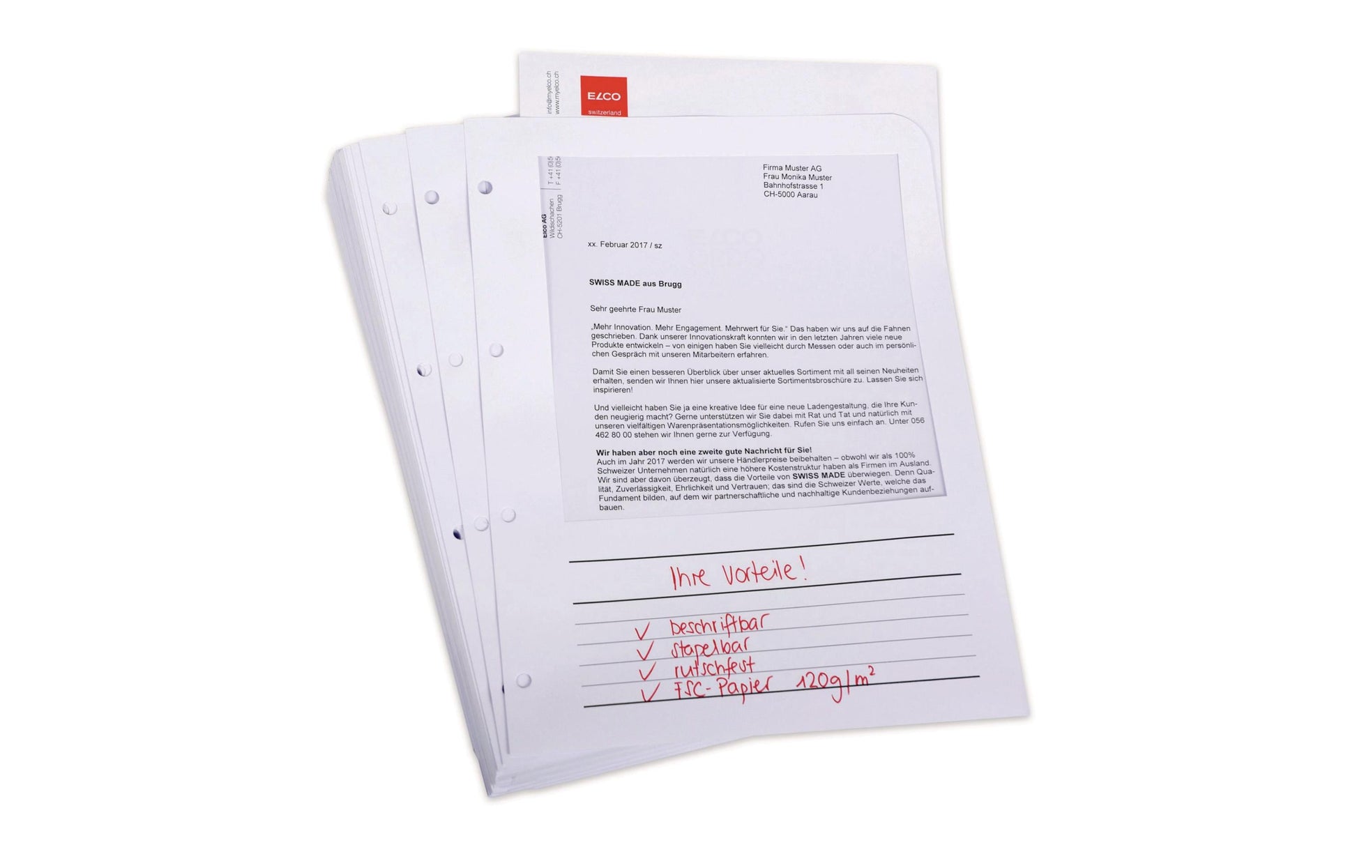 Elco Sichtmappe A4 – Weiss, Papier, Glänzend, 100er-Pack