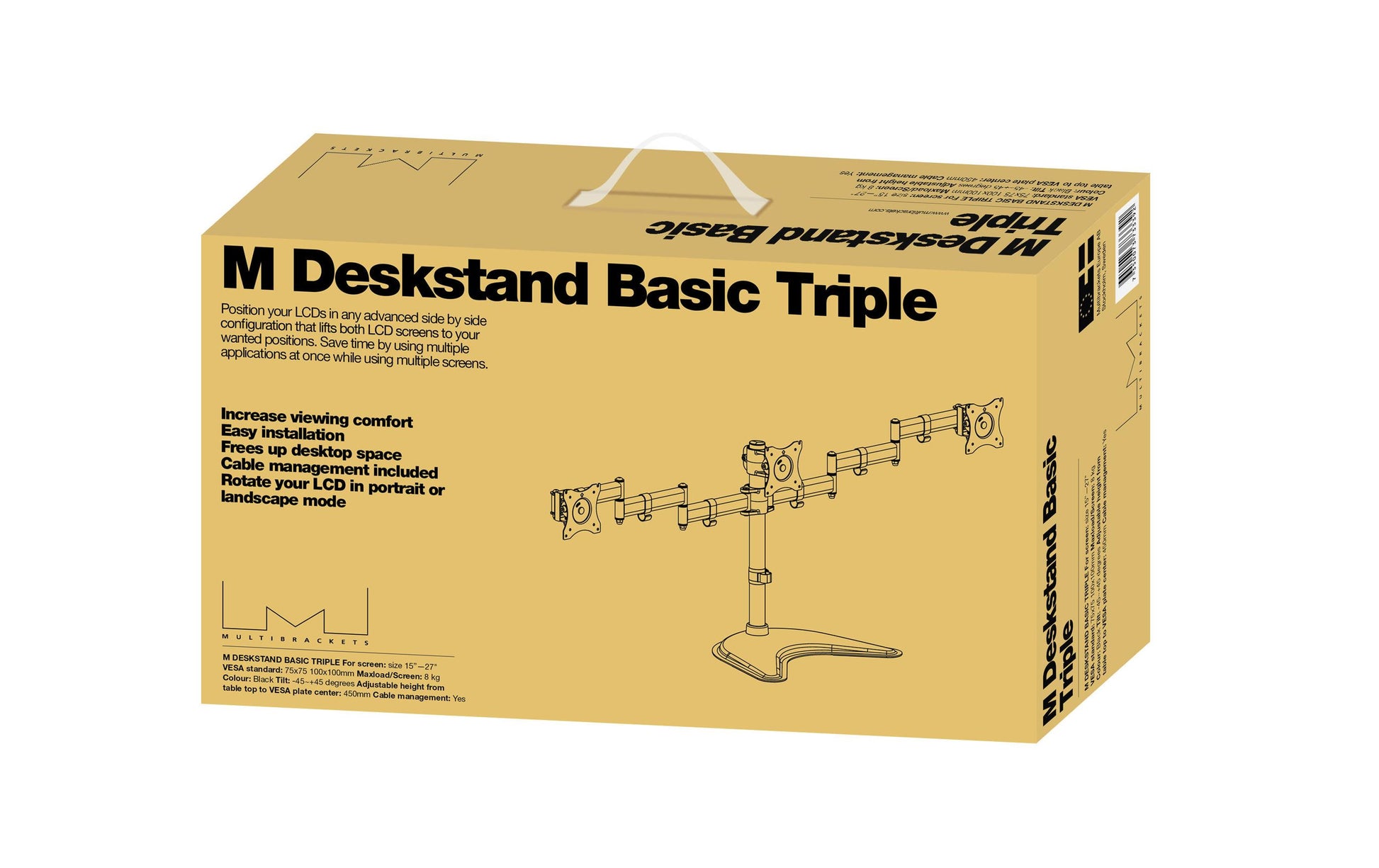 Multibrackets MB 3392 – Tischhalterung, 3-fach, Standfuss, bis 27", VESA 100 × 100 mm, 8 kg