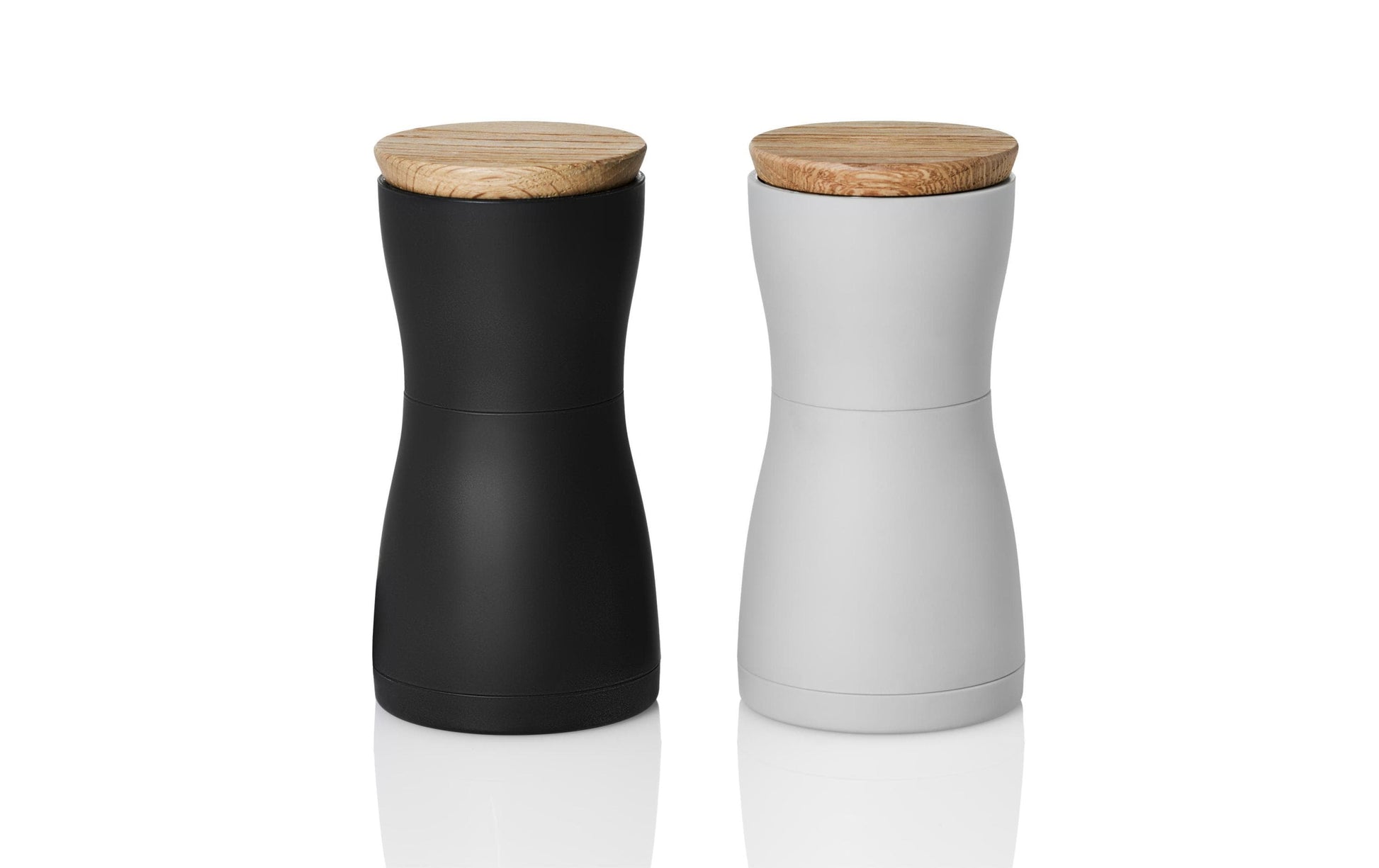 AdHoc Salz- und Pfeffermühle 2-teilig, Ø 6,2 × 13,3 cm, Kunststoff/Holz, Keramik-Mahlwerk, Schwarz/Grau