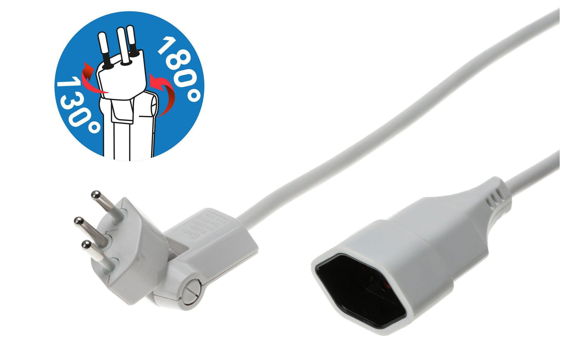 Max Hauri AG Max Hauri Verlängerungskabel – T12–T13, 5 m, 3×1 mm², Kinderschutz, Weiss