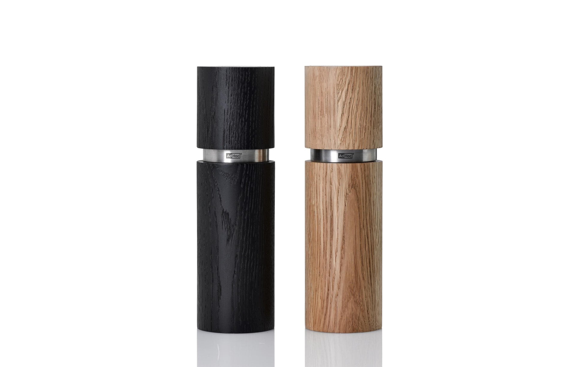 AdHoc Textura MP47 – Salz-/Pfeffermühle 2-teilig, Ø 5,9 × 20 cm, Holz/Edelstahl, Schwarz