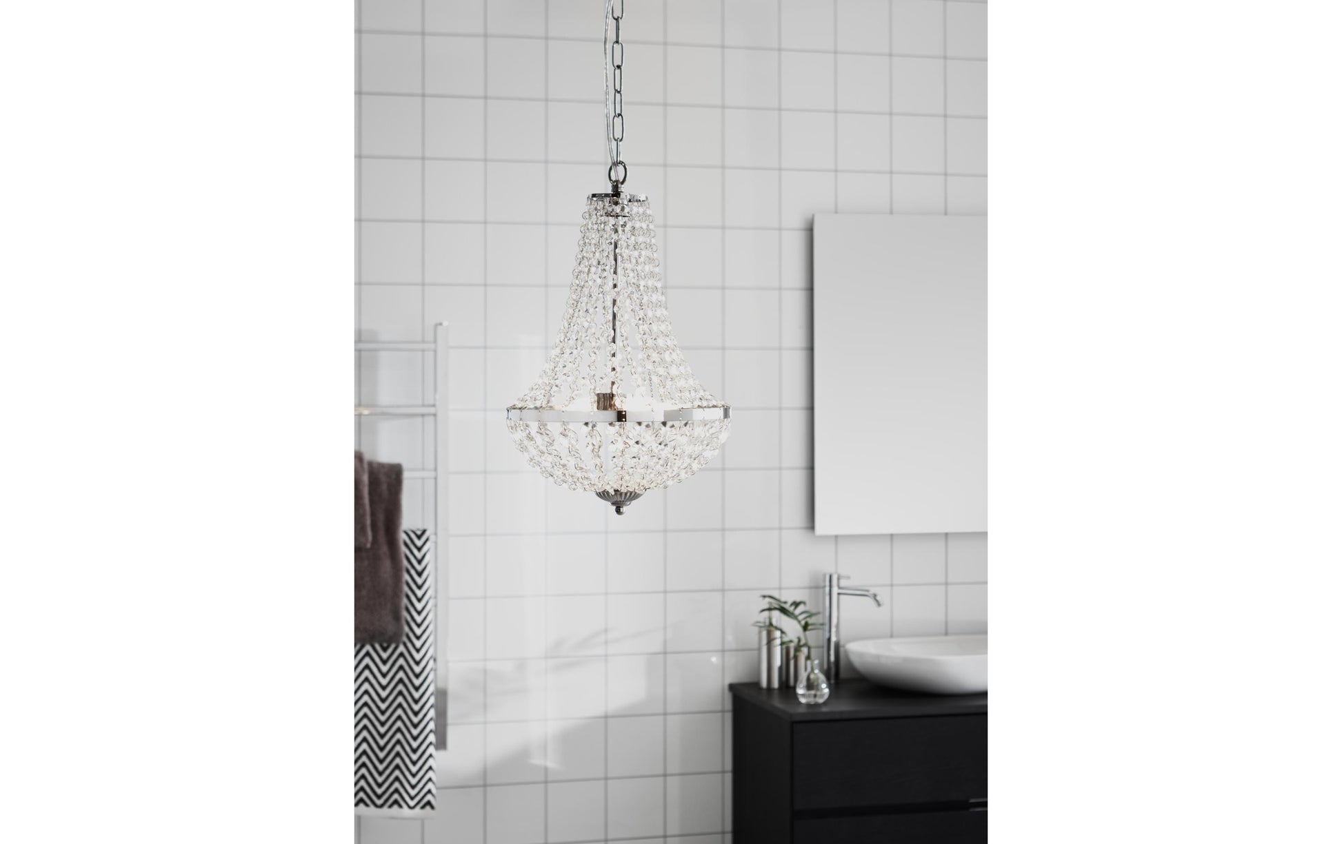 Markslöjd Pendelleuchte Gränsö – Ø 30 × 48 cm, 204 lm, 40 W, 2800 K, dimmbar, IP44, Chrom