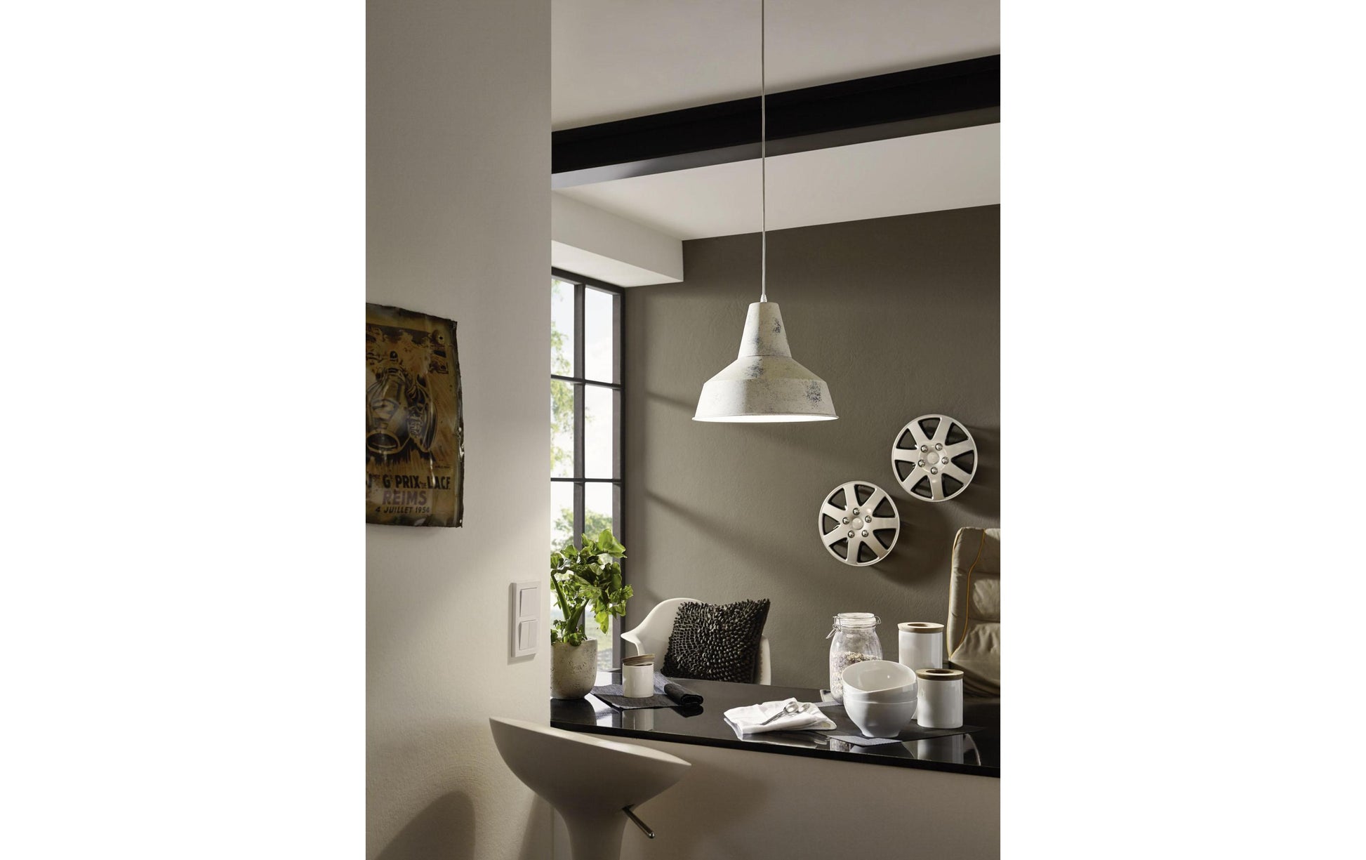 EGLO Deckenleuchte SOMERTON – Ø 35 × 110 cm, 60 W, dimmbar, weiss, exkl. E27