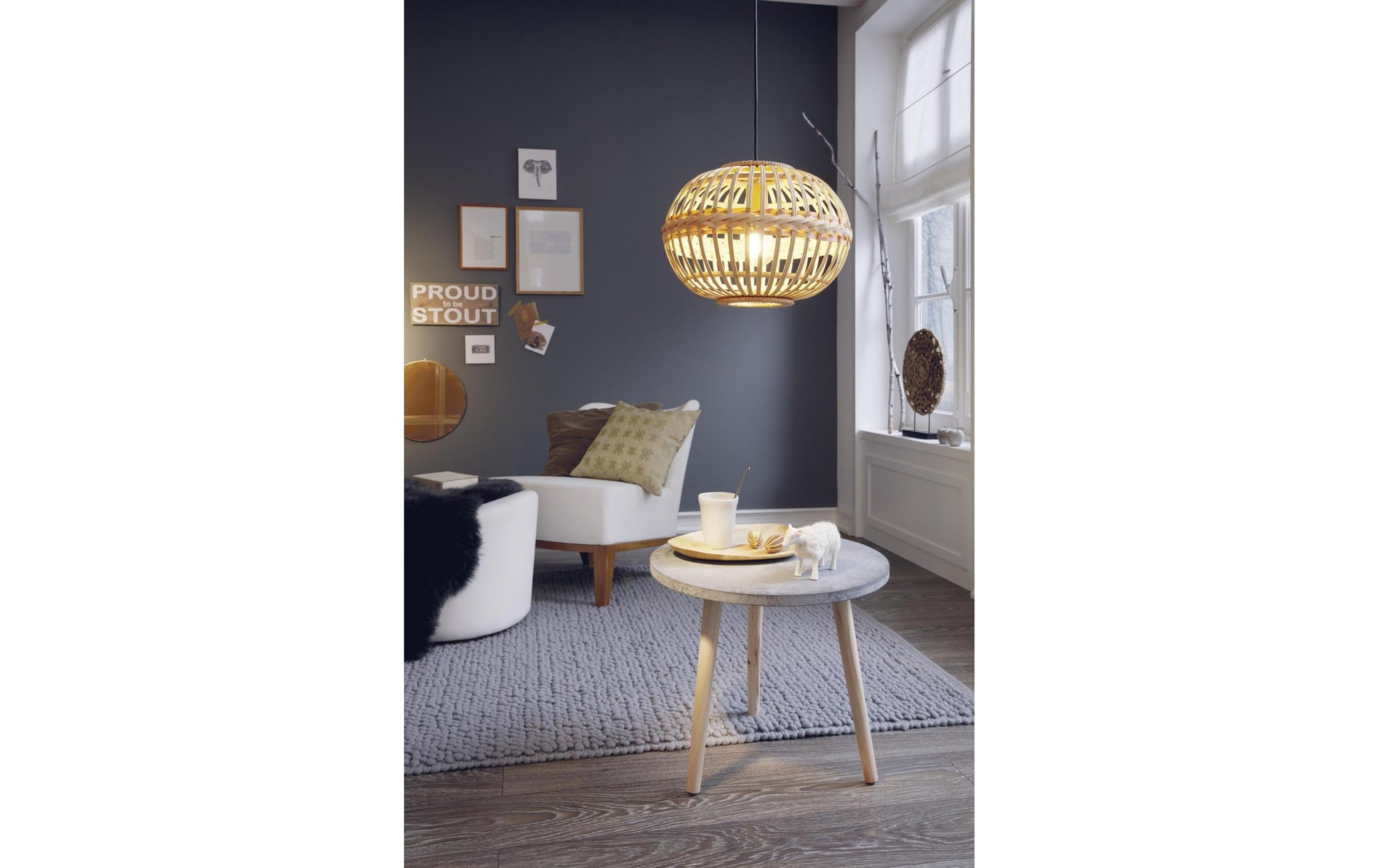 EGLO Hängeleuchte Amsfield – Ø 38 × 110 cm, 60 W, dimmbar, E27, exkl. Leuchtmittel, braun