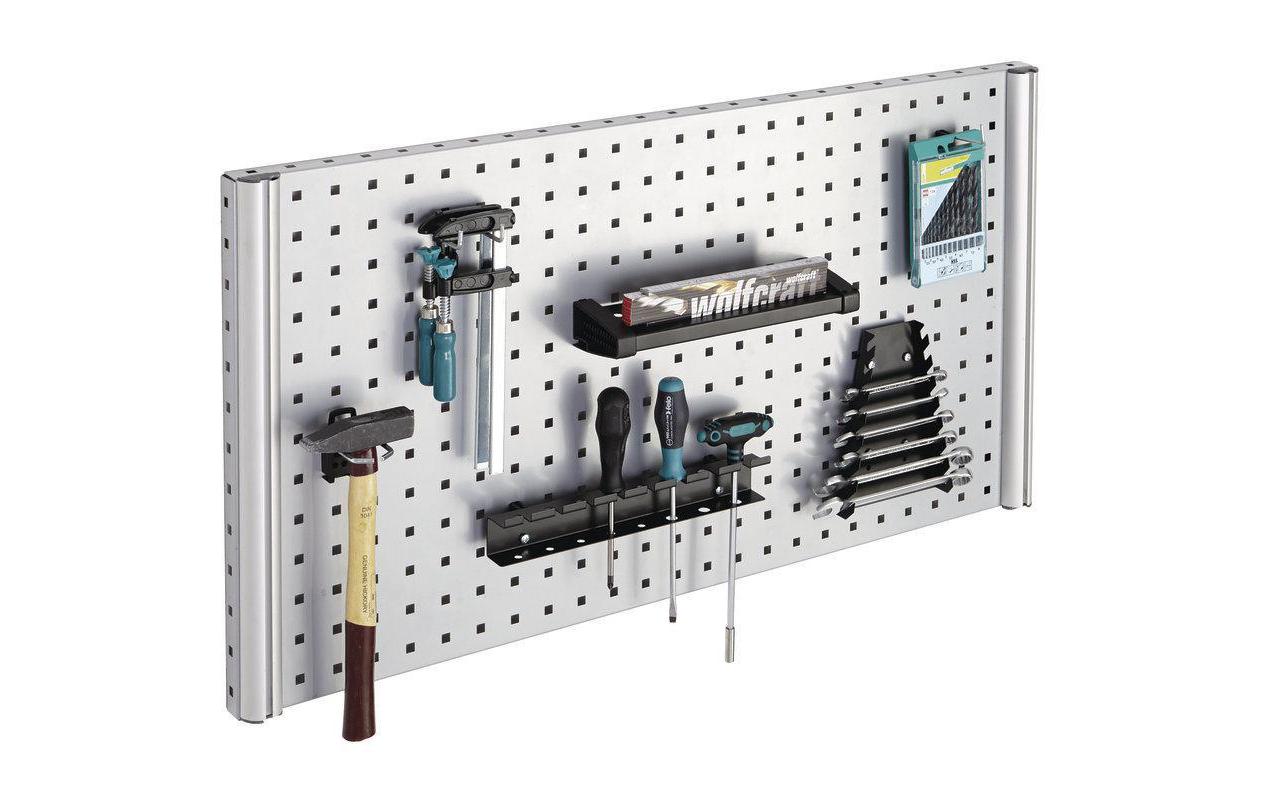 wolfcraft GmbH Wolfcraft Lochwandablagebügel – Aluminium/Schwarz, B 500 × H 30 × T 110 mm, für Lochwand