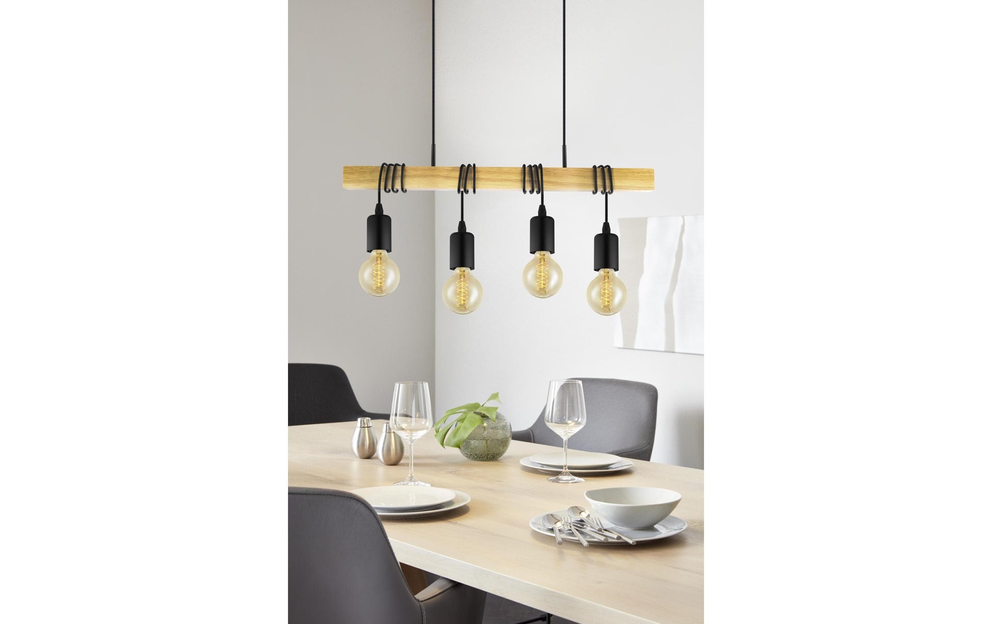 EGLO Deckenleuchte TOWNSHEND – 10,5 × 70 × 110 cm, 240 W, dimmbar, schwarz/braun, exkl. Leuchtmittel