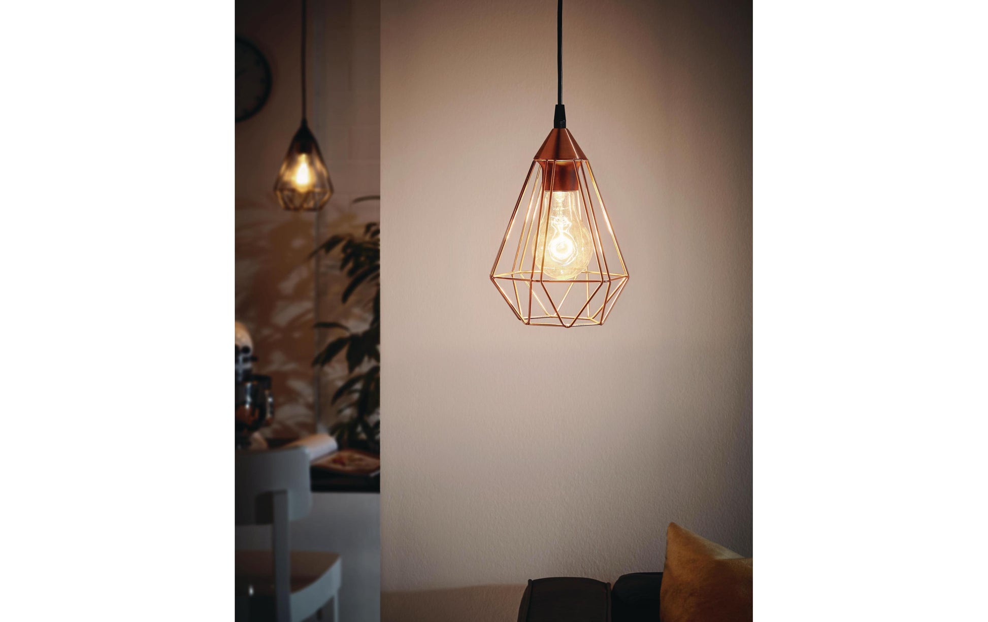 EGLO Hängeleuchte Tarbes – Ø 17,5 × 110 cm, 60 W, dimmbar, exkl. E27, schwarz/kupfer