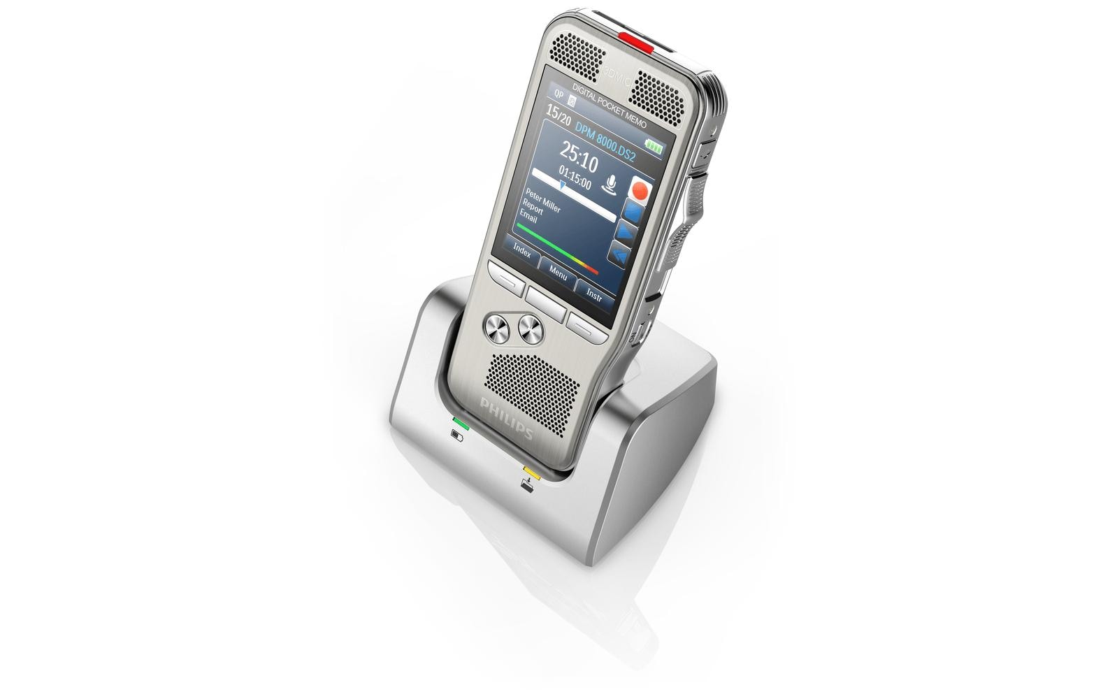 Philips Digital Pocket Memo 8000 – Digitales Diktiergerät – 30 h, mit Lautsprecher – Silber