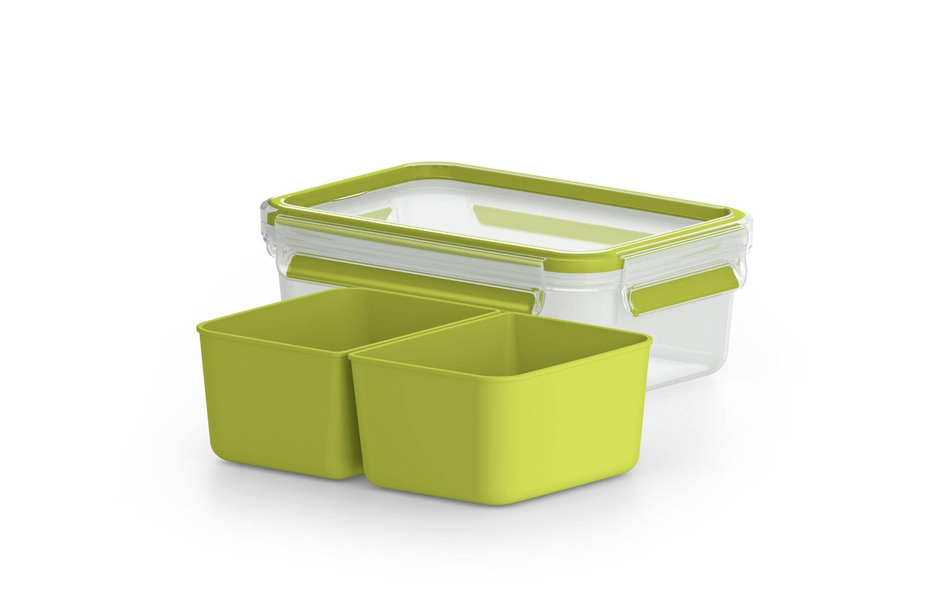 EMSA Lunchbox 1 l, 19,5 × 13,5 × 7 cm, Polypropylen (PP)/TPE, grün, mit 2 Einsätzen