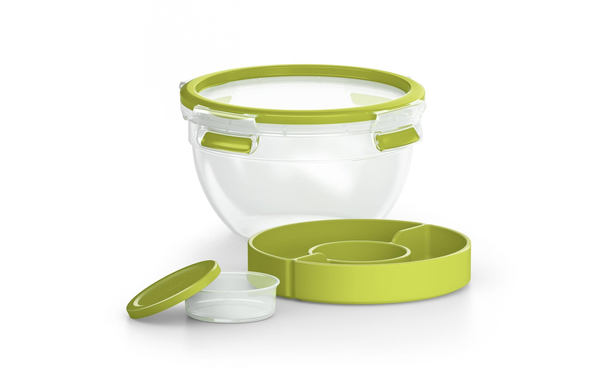 EMSA Lunchbox 1 l, Ø 16,7 × 9,5 cm, Polypropylen (PP)/Thermoplastisches Elastomer (TPE), transparent/grün