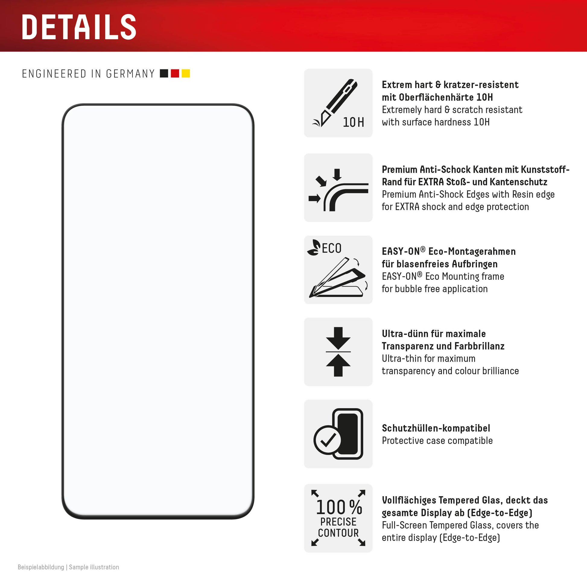 E.V.I. Displayschutz (Panzerglas), Full Cover – für Galaxy S25 FE/S24 FE – mit Applikator