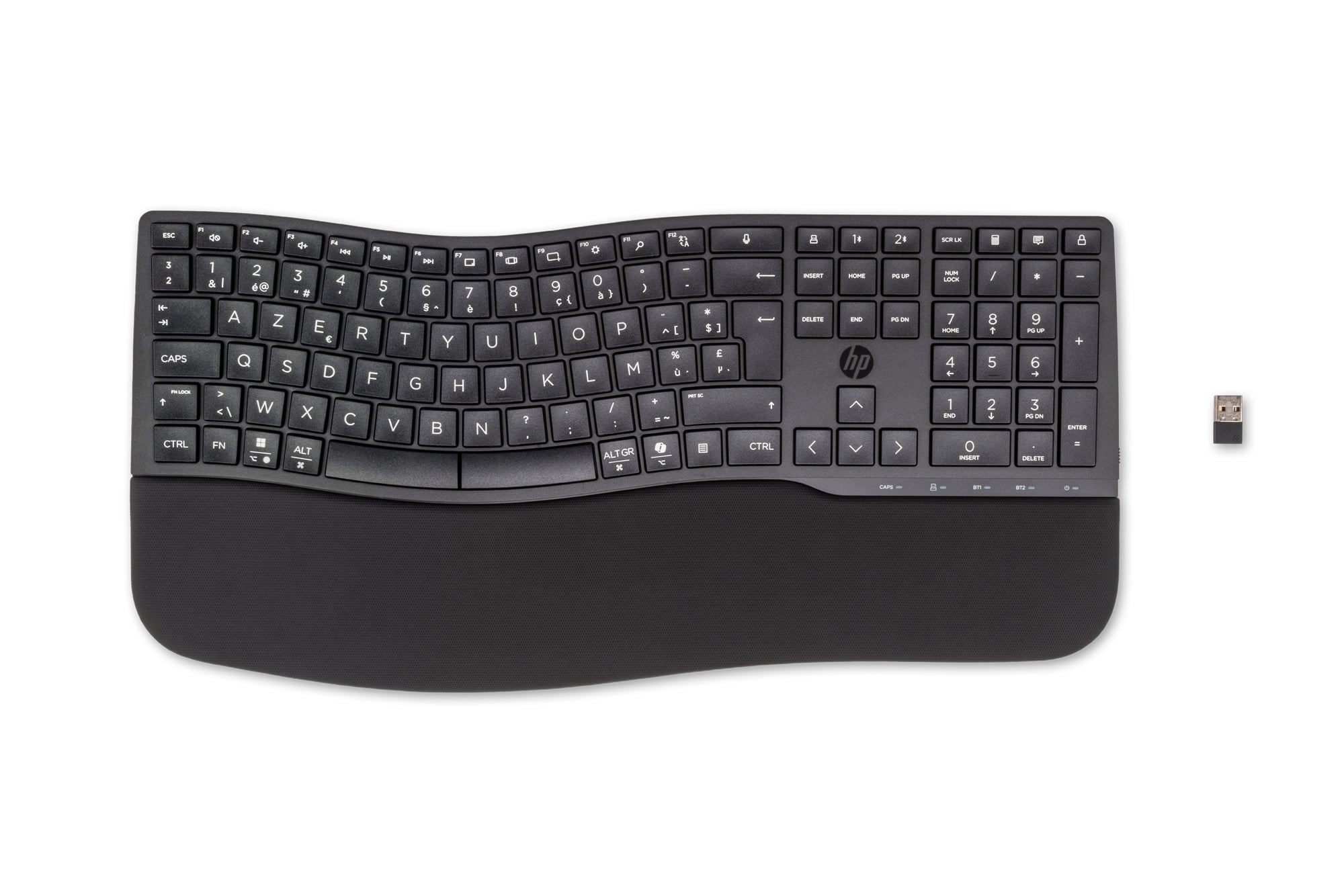 HP 680 CFT Dual-Mode KBD BEL – Ergonomische Tastatur, AZERTY (BE), 2,4 GHz + Bluetooth, Schwarz