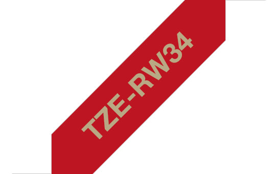 Brother TZE-RW34 – Textilband TZe, nicht klebend, Gold auf Rot (4 m)
