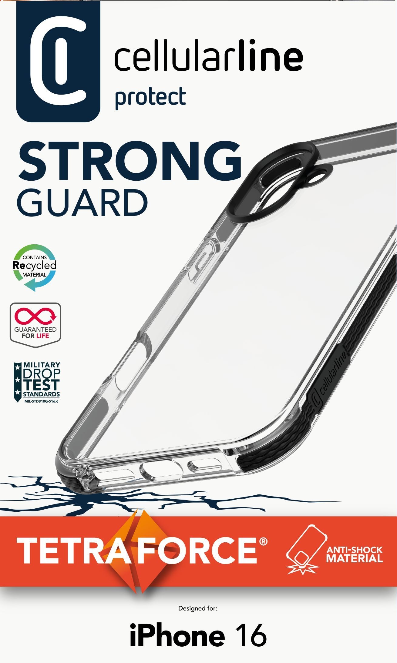 Cellularline Backcover – für Apple iPhone 16 – schwarz