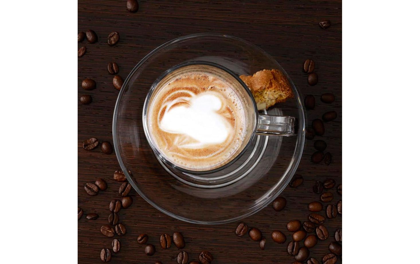 LEONARDO Latte Macchiato Tasse – 0,35 l, Glas, transparent, spülmaschinenfest, mikrowellenfest, Henkel